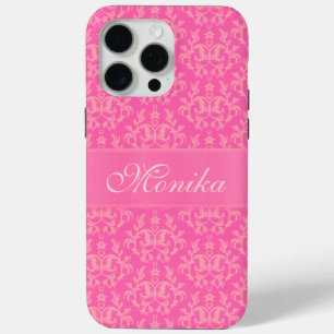 Damask name pink patterned iphone case