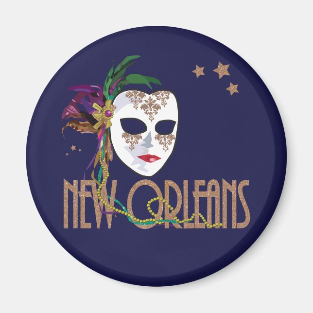 Damask New Orleans Mask Magnet (Front)