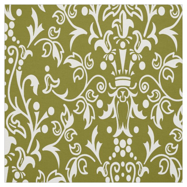 Damask Olive Fabric (Swatch)