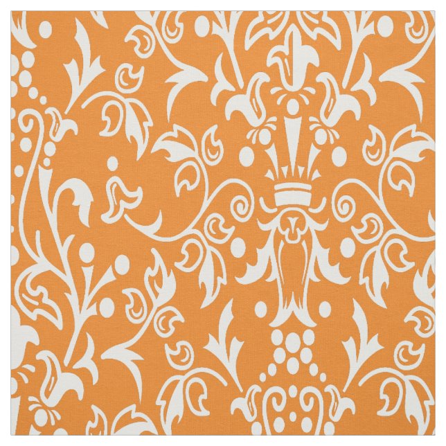 Damask Orange Fabric (Swatch)