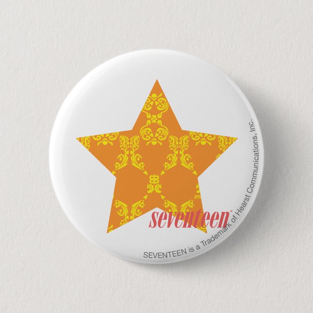 Damask Orange-Yellow 3 6 Cm Round Badge (Front)