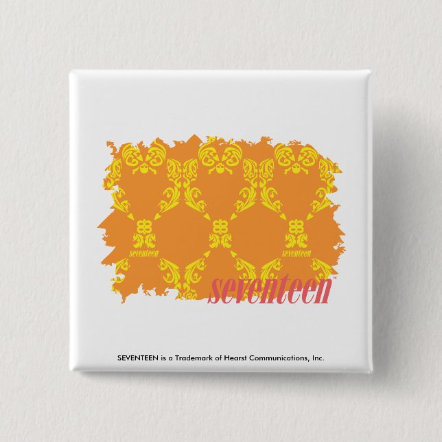 Damask Orange-Yellow 4 15 Cm Square Badge (Front)