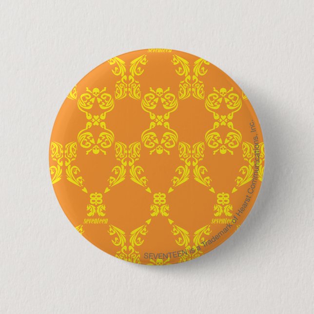 Damask Orange-Yellow 6 Cm Round Badge (Front)