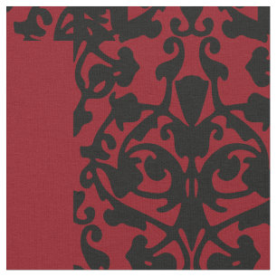 Damask Ornate Black and Red Design Fabric