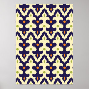 Damask paisley arabesque Moroccan pattern girly Poster