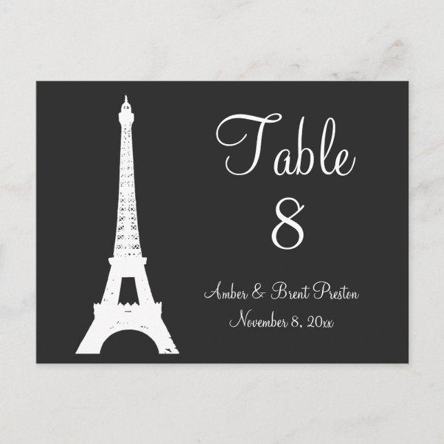 Damask Paris Table Number Postcard (Front)