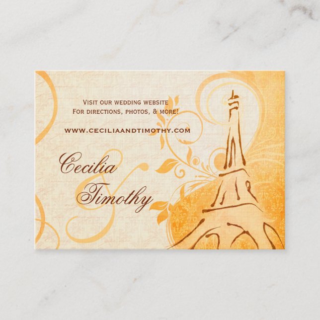 Damask Parisienne: Fall Spice Wedding Website Enclosure Card (Front)