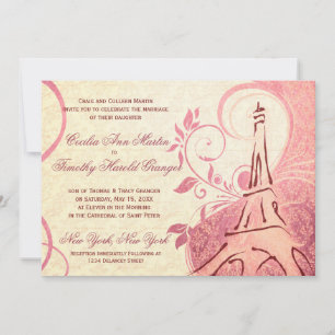 Damask Parisienne - Honeysuckle & Ivory Wedding Invitation