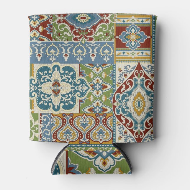 Damask Patchwork: Colourful Turkish Vintage. Can Cooler (Front)