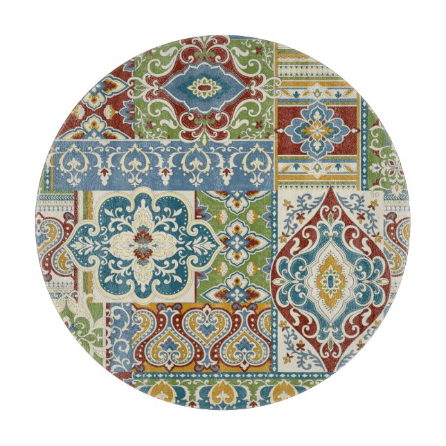 Damask Patchwork: Colourful Turkish Vintage. Cutting Board (Front)