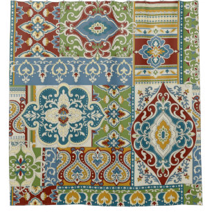 Damask Patchwork: Colourful Turkish Vintage. Shower Curtain