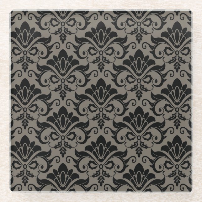 Damask Pattern 2 Glass Coaster (Front)