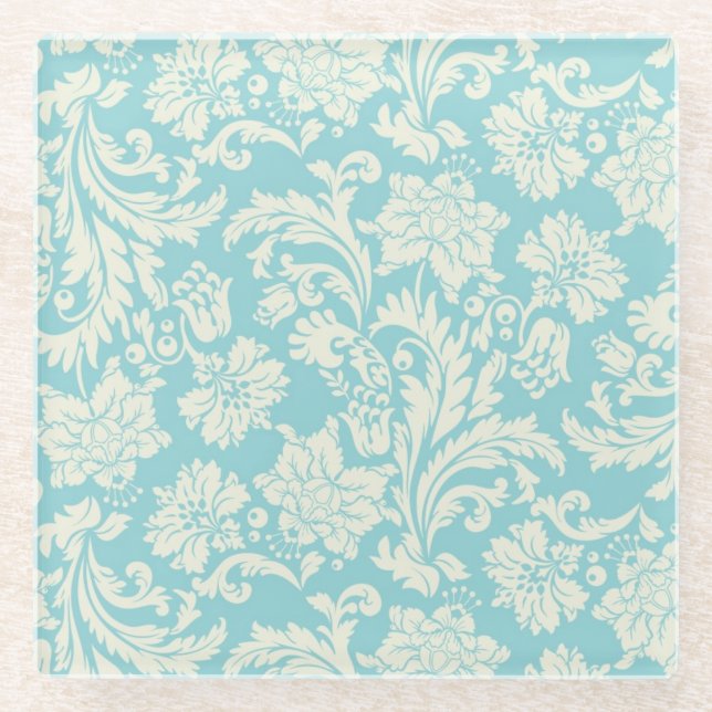 Damask Pattern 3 Glass Coaster (Front)