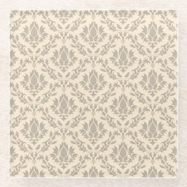 Damask pattern 3 glass coaster (Front)