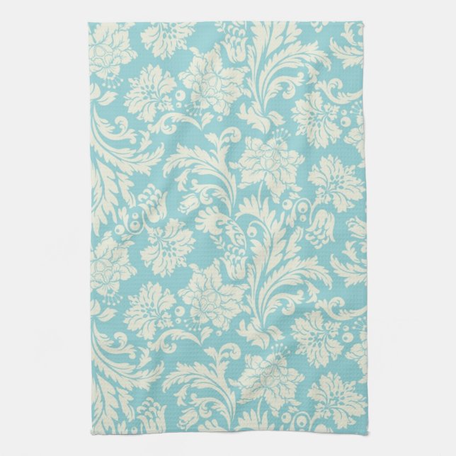 Damask Pattern 3 Tea Towel (Vertical)