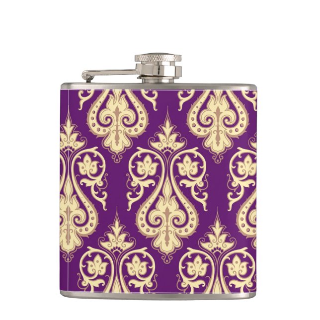 Damask Pattern 4 Hip Flask (Front)