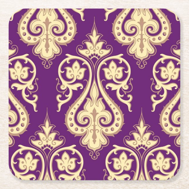 Damask Pattern 4 Square Paper Coaster (Front)