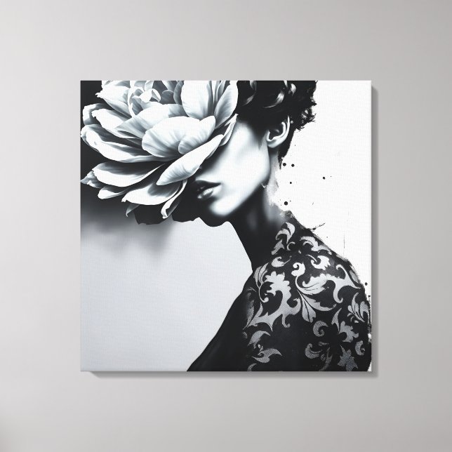 Damask Pattern Abstract Fashion Portrait  Canvas Print (Front)
