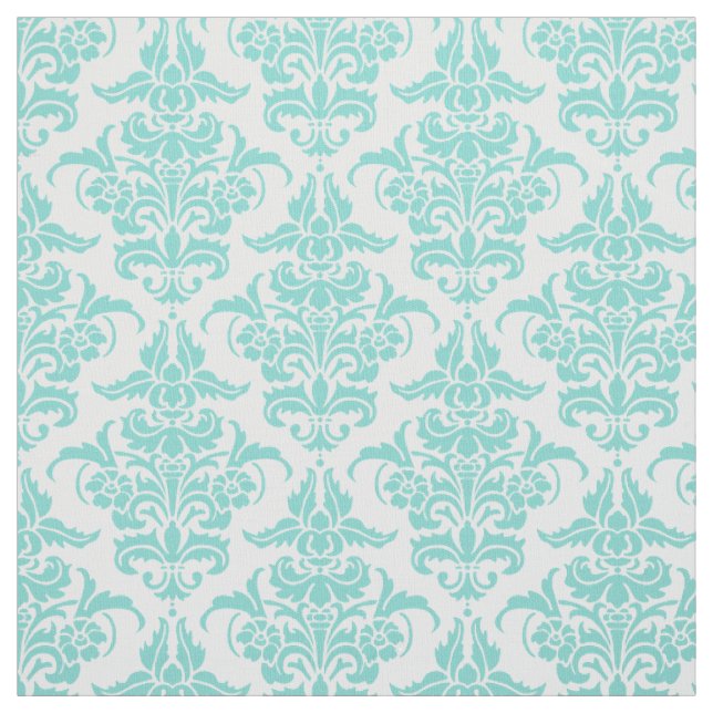 Damask Pattern - Aqua Fabric (Swatch)