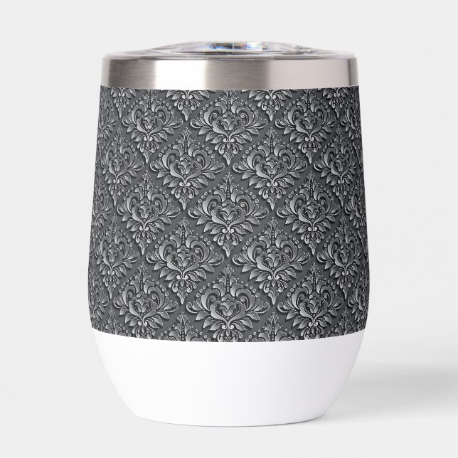 Damask Pattern Black Background-23961 Insulated Tu (Front)