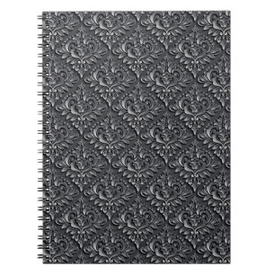 Damask Pattern Black Background-23961 Notebook