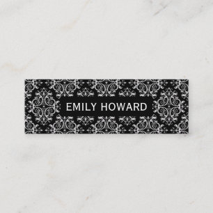 Damask Pattern Black Mini Business Card