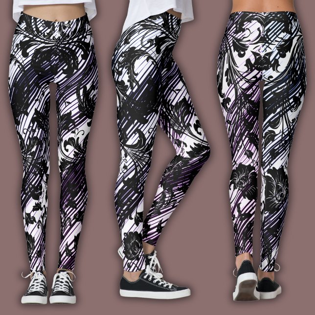 Damask Pattern | Black, White & Indigo Leggings (Creator Uploaded)