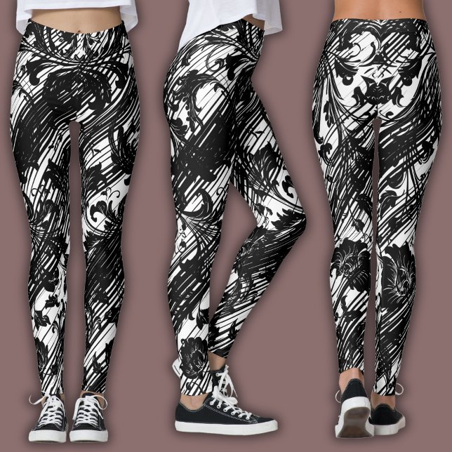 Damask Pattern | Black & White Leggings (Creator Uploaded)