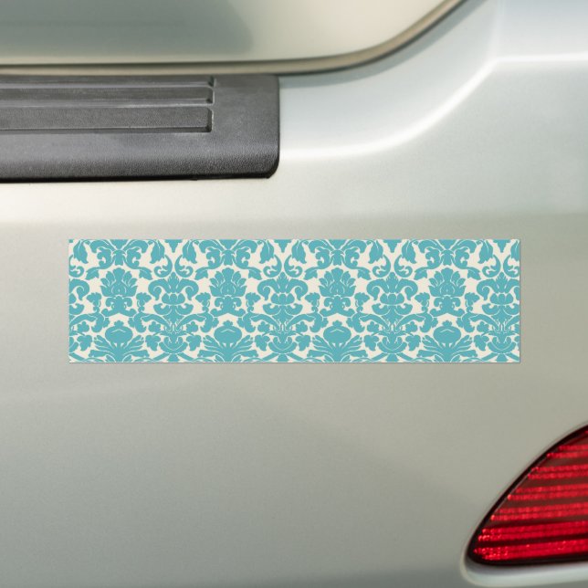 Damask Pattern, Blue Damask, French Damask Bumper Sticker (On Car)