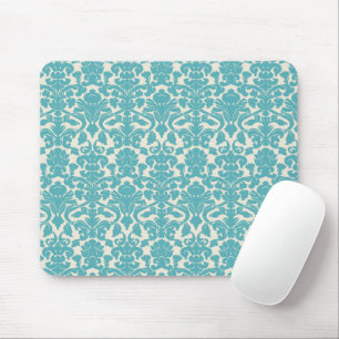 Damask Pattern, Blue Damask, French Damask Mouse Pad