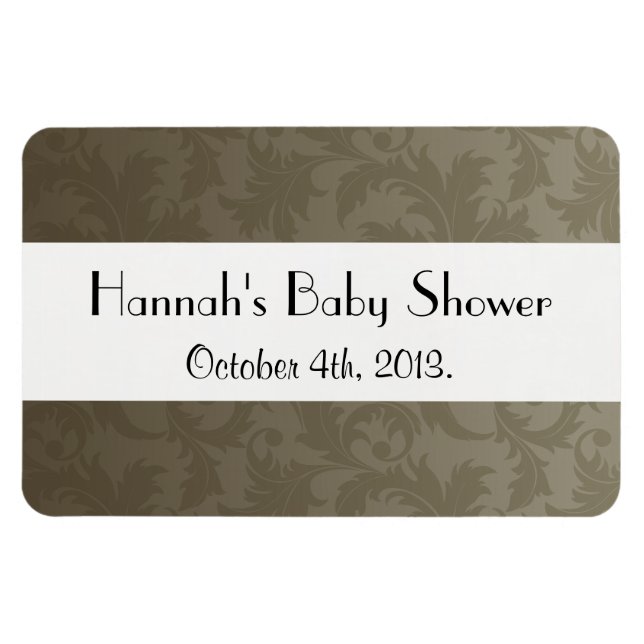 Damask Pattern, Brown Damask, Baby Shower Magnet (Horizontal)