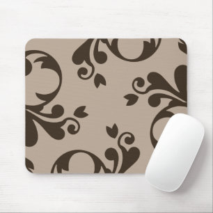 Damask Pattern, Brown Damask, French Damask Mouse Pad