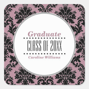 Damask Pattern Custom Graduation Stickers