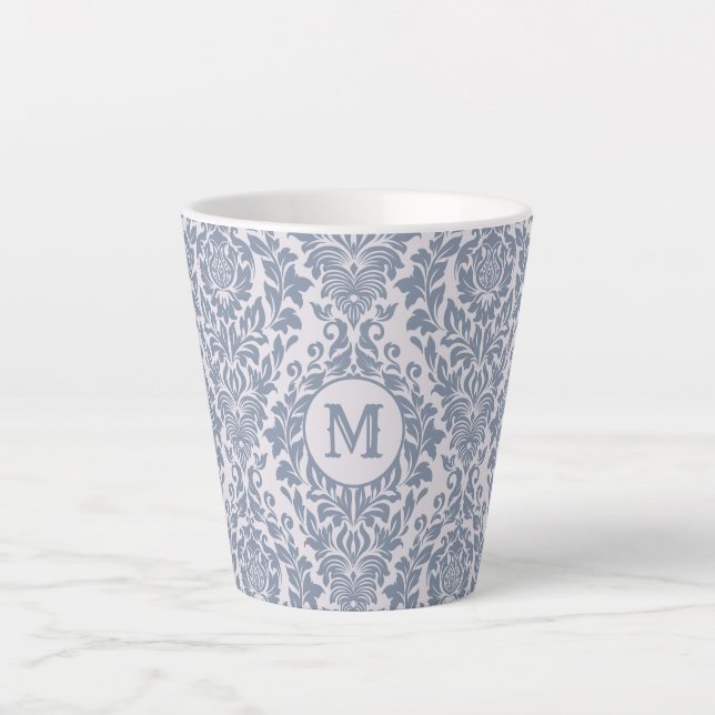 Damask Pattern custom monogram mugs (Front)
