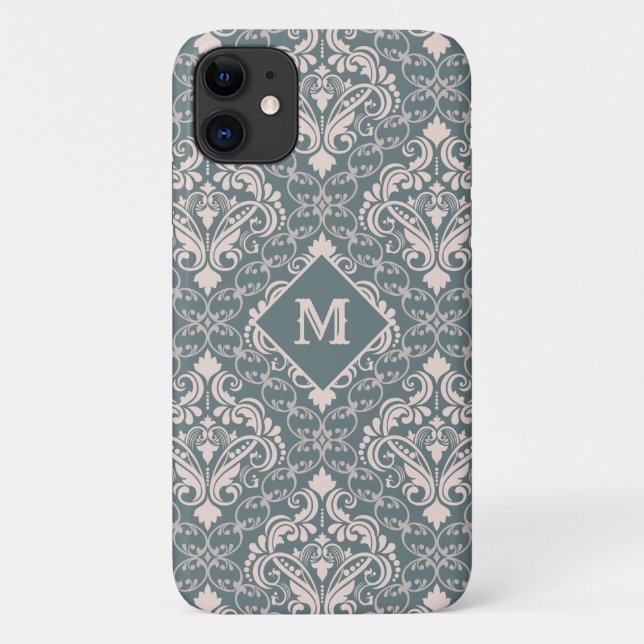 Damask Pattern custom monogram phone cases (Back)