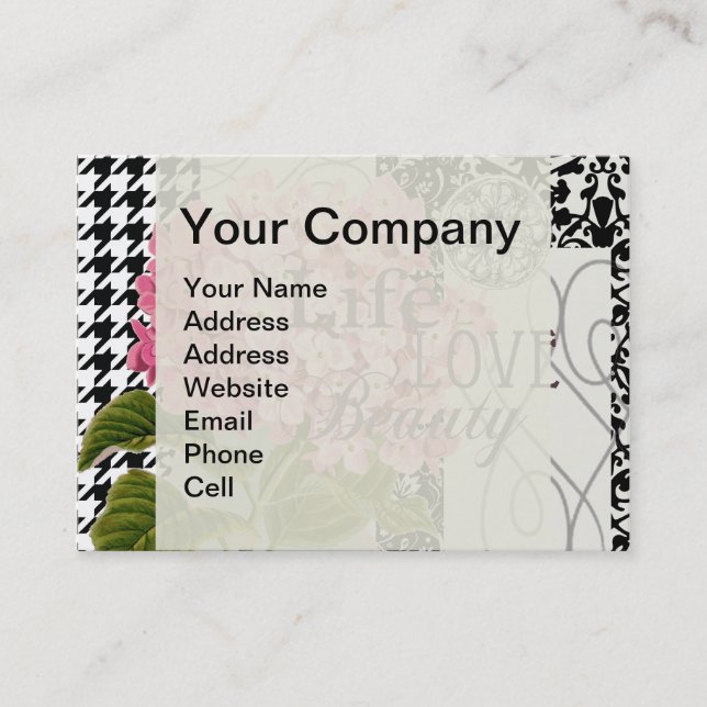 Damask Pattern Floral Decor Pretty Business Card (Front)