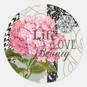 Damask Pattern Floral Decor Pretty Classic Round Sticker