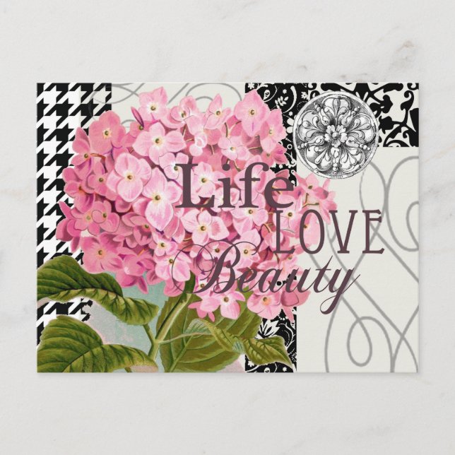 Damask Pattern Floral Decor Pretty Postcard (Front)