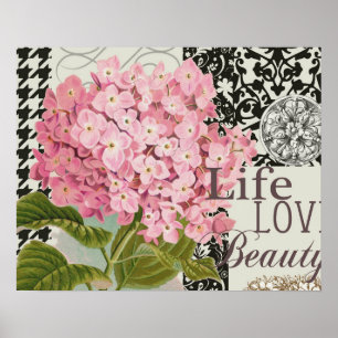 Damask Pattern Floral Decorative Collage Poster