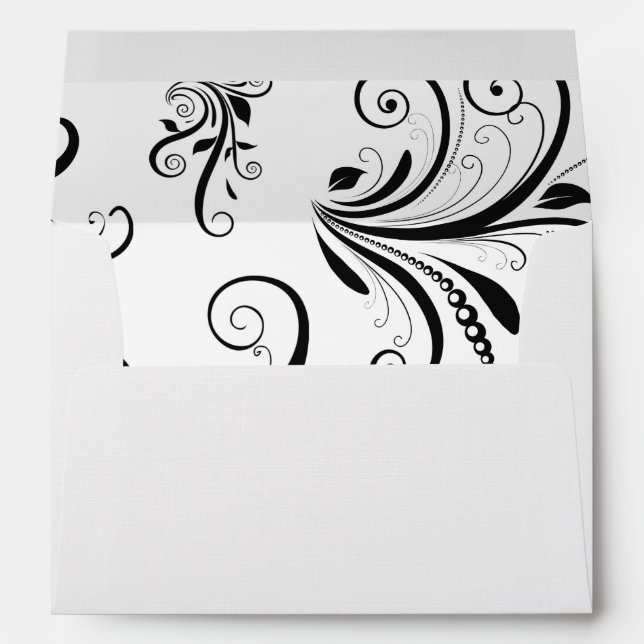 Damask Pattern, French Damask, Black and White Envelope (Back (Bottom))