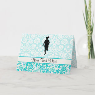 Damask Pattern; Girl Running Card