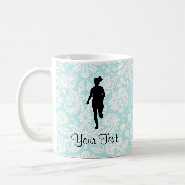Damask Pattern; Girl Running Coffee Mug (Left)