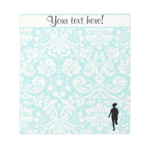 Damask Pattern; Girl Running Notepad