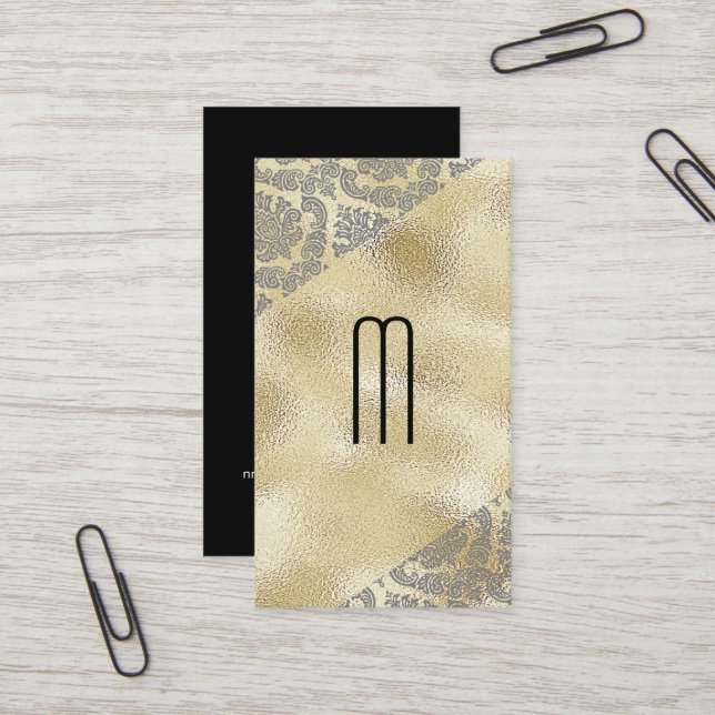 Damask Pattern | Gold Foil Business Card (Front/Back In Situ)
