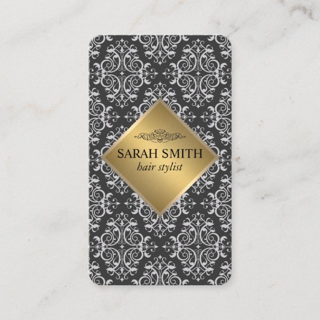 Damask Pattern / Gold Metallic Business Card (Front)