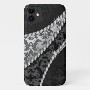 Damask Pattern, Grey Damask, French Damask iPhone 11 Case