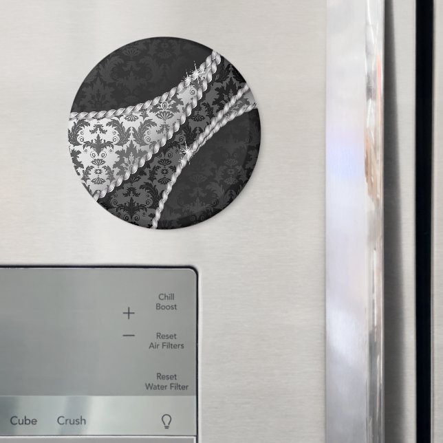 Damask Pattern, Grey Damask, French Damask Magnet (In Situ (Fridge))