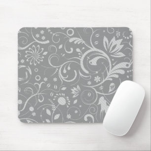Damask Pattern, Grey Damask, French Damask Mouse Pad