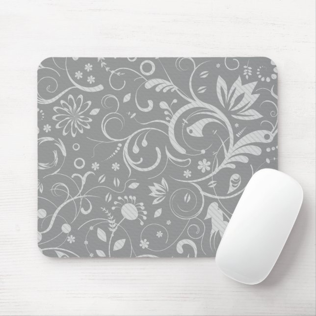 Damask Pattern, Grey Damask, French Damask Mouse Pad (With Mouse)