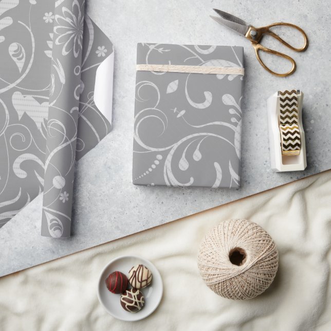 Damask Pattern, Grey Damask, French Damask Wrapping Paper (Crafts)